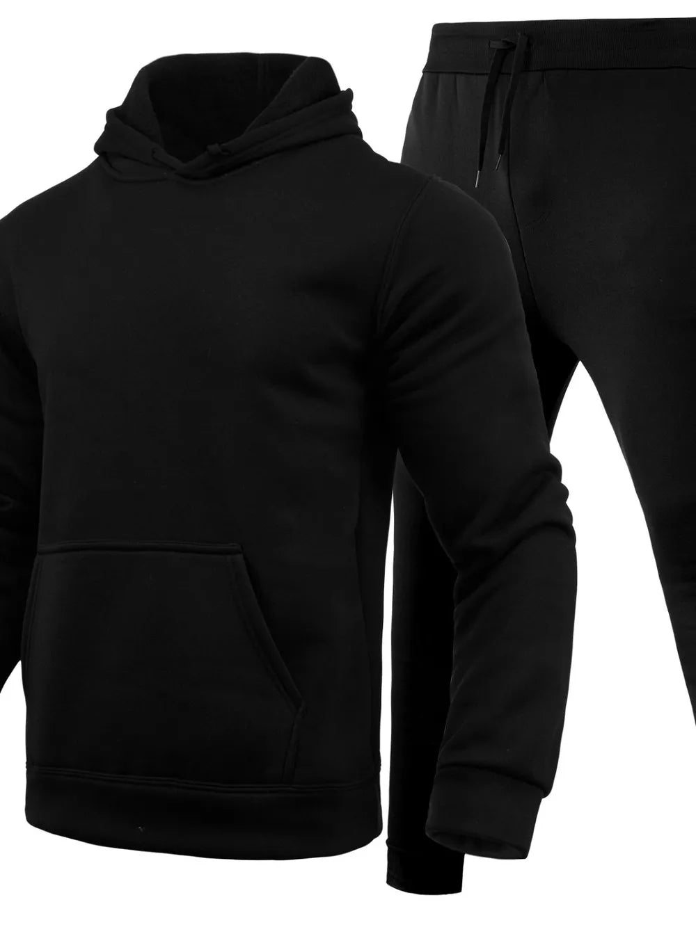 CLOTHRA men's plus size matching long sleeve pullover hoodie and relaxed pants two piece tracksuit sweatsuit set in a clean urban look. in a color Black
