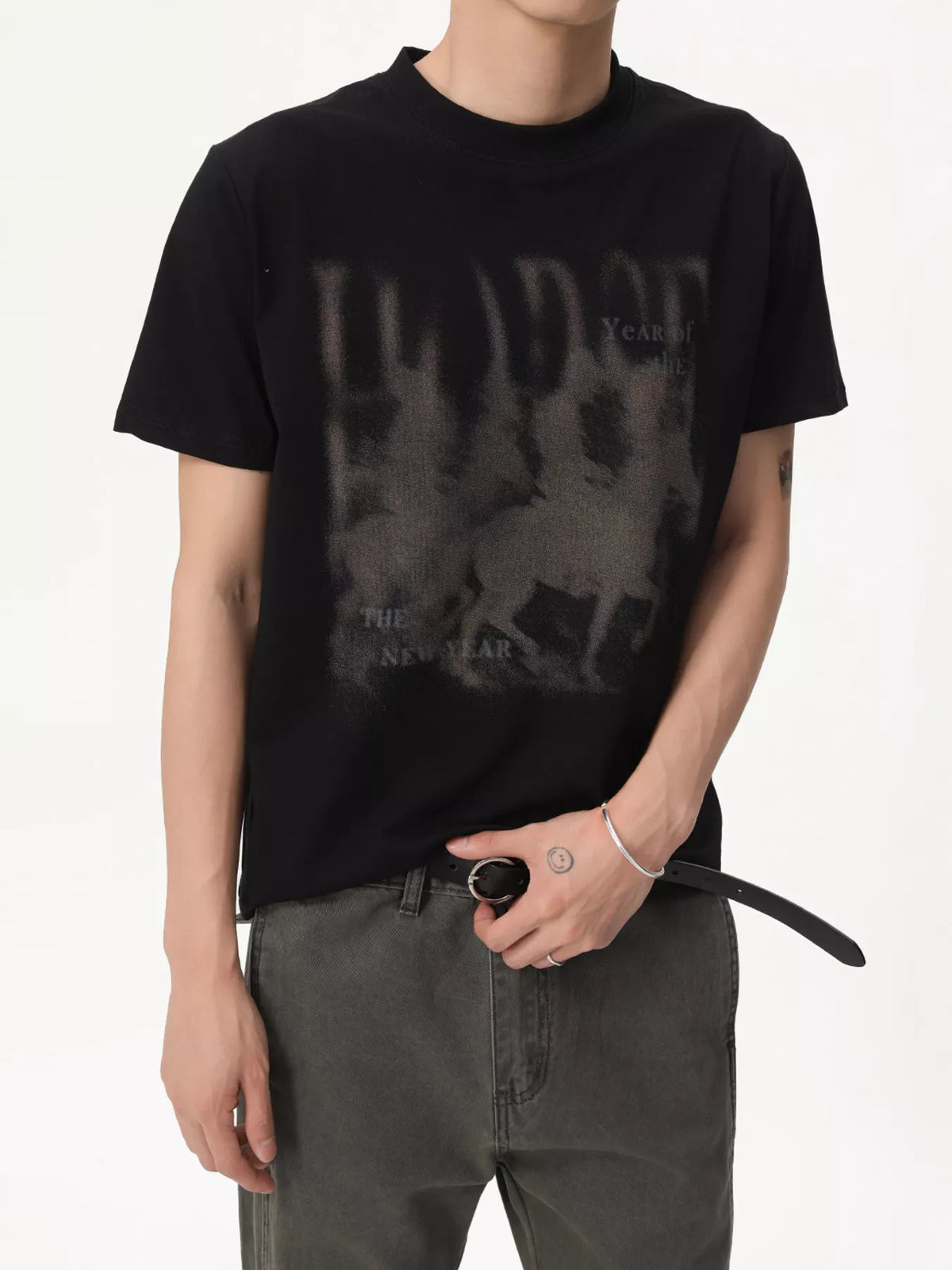 CLOTHRA men vintage graphic short sleeve premium tee showing a relaxed modern casual fit and high definition retro print styling.