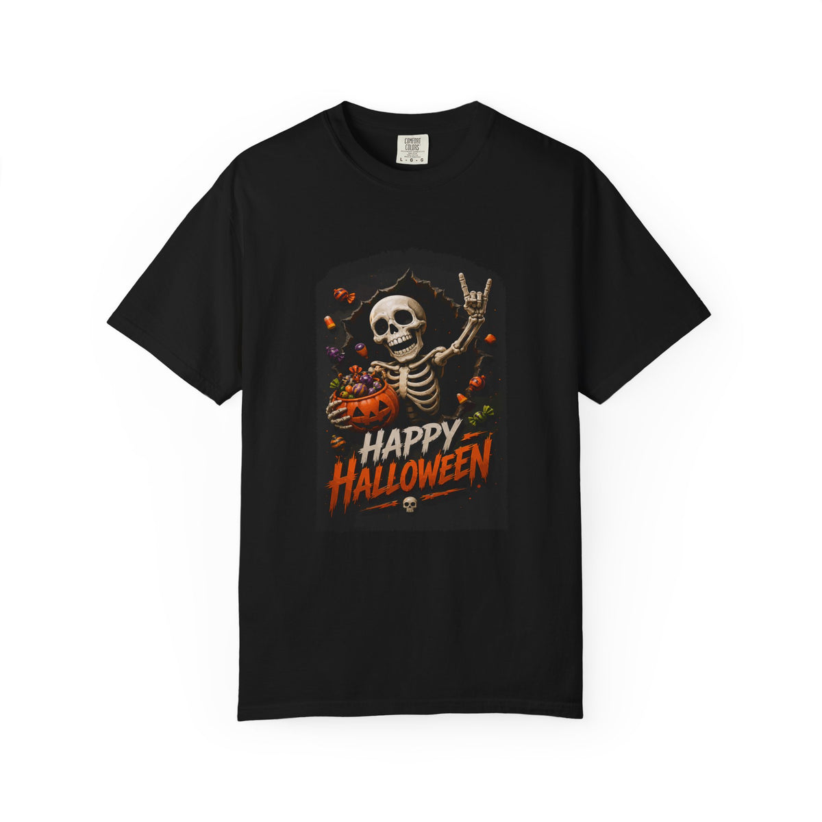 CLOTHRA Unisex Happy Halloween Skeleton Tomb Heavyweight Graphic T-Shirt