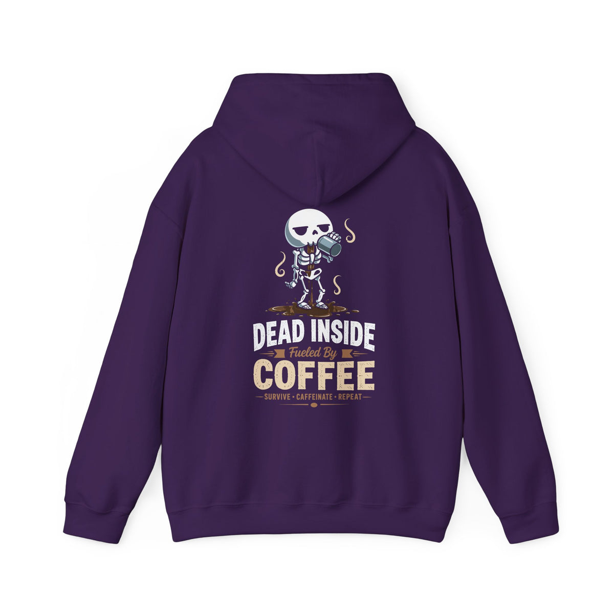 CLOTHRA Unisex Dead Inside Fueled By Coffee Skeleton Graphic Hoodie