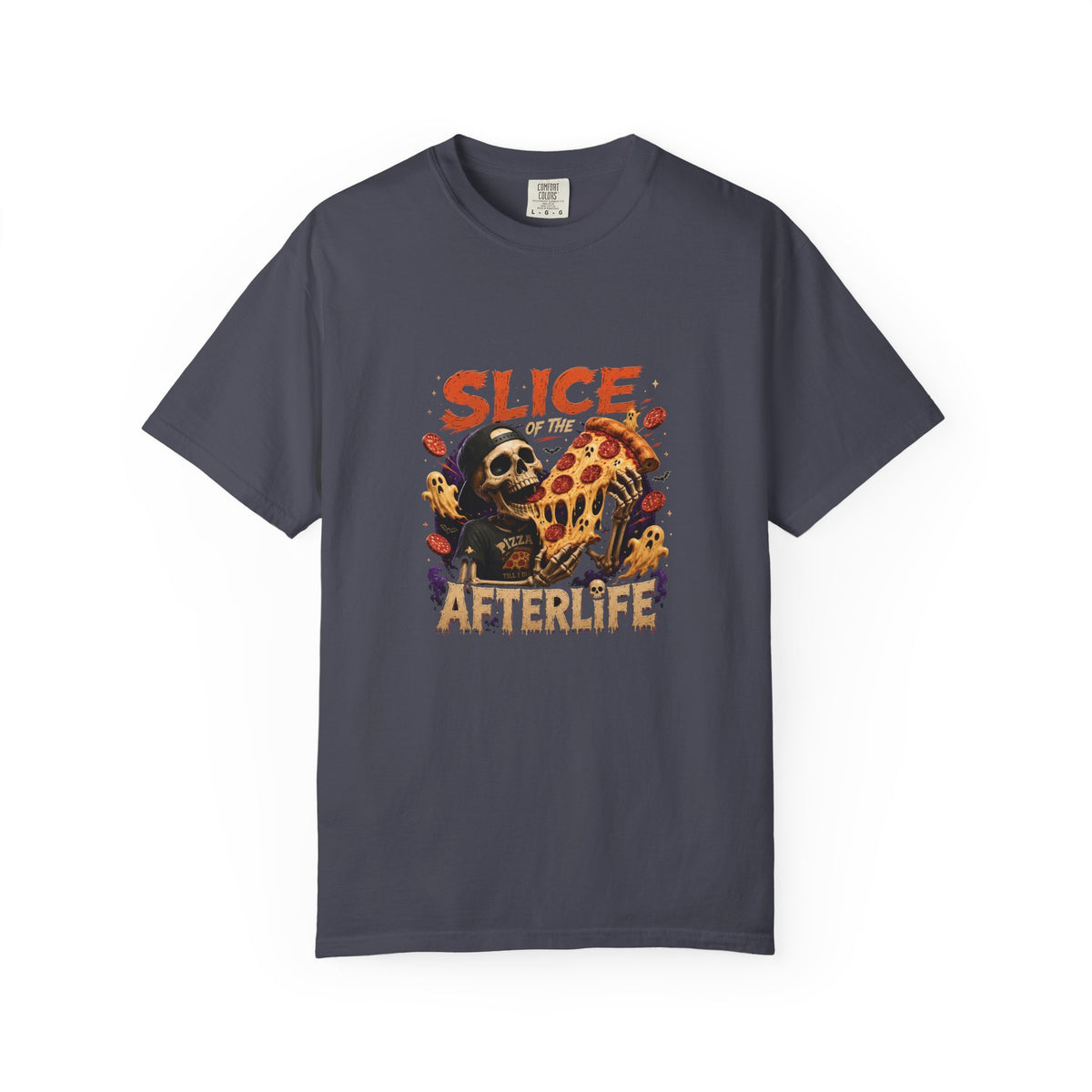 CLOTHRA Slice of the Afterlife Pizza Skeleton Graphic T-Shirt | Premium Heavyweight Tee