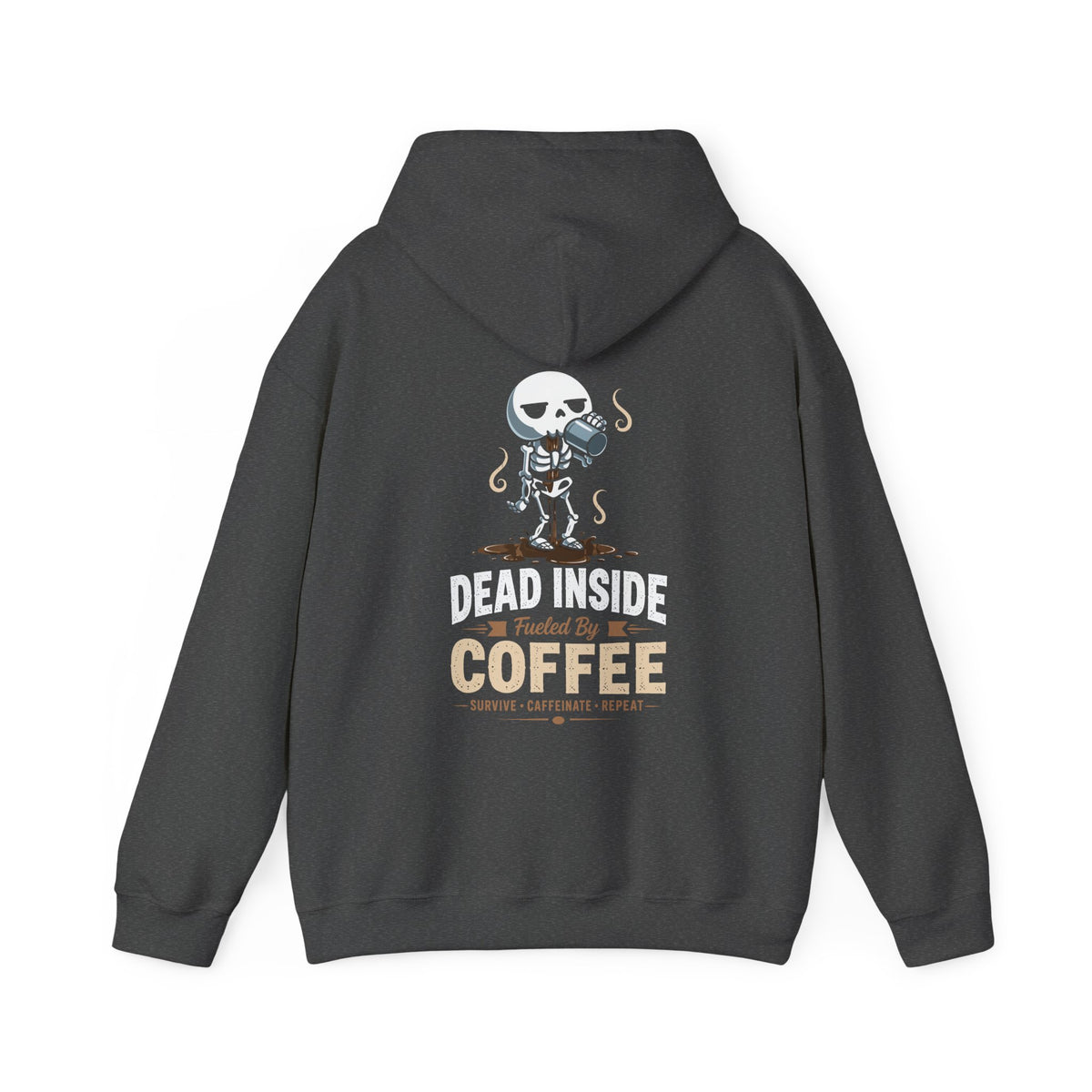 CLOTHRA Unisex Dead Inside Fueled By Coffee Skeleton Graphic Hoodie
