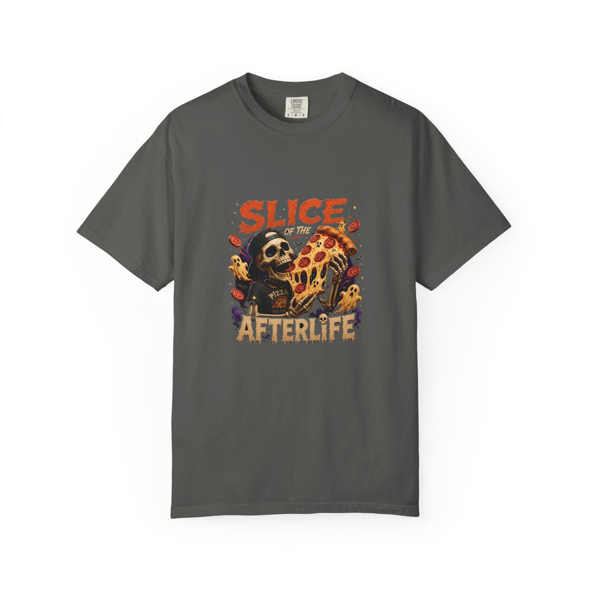CLOTHRA Slice of the Afterlife Pizza Skeleton Graphic T-Shirt | Premium Heavyweight Tee