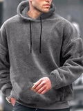 CLOTHRA men premium cotton fleece long sleeve hoodie showing a modern oversized fit and relaxed streetwear drape. in a color Grey