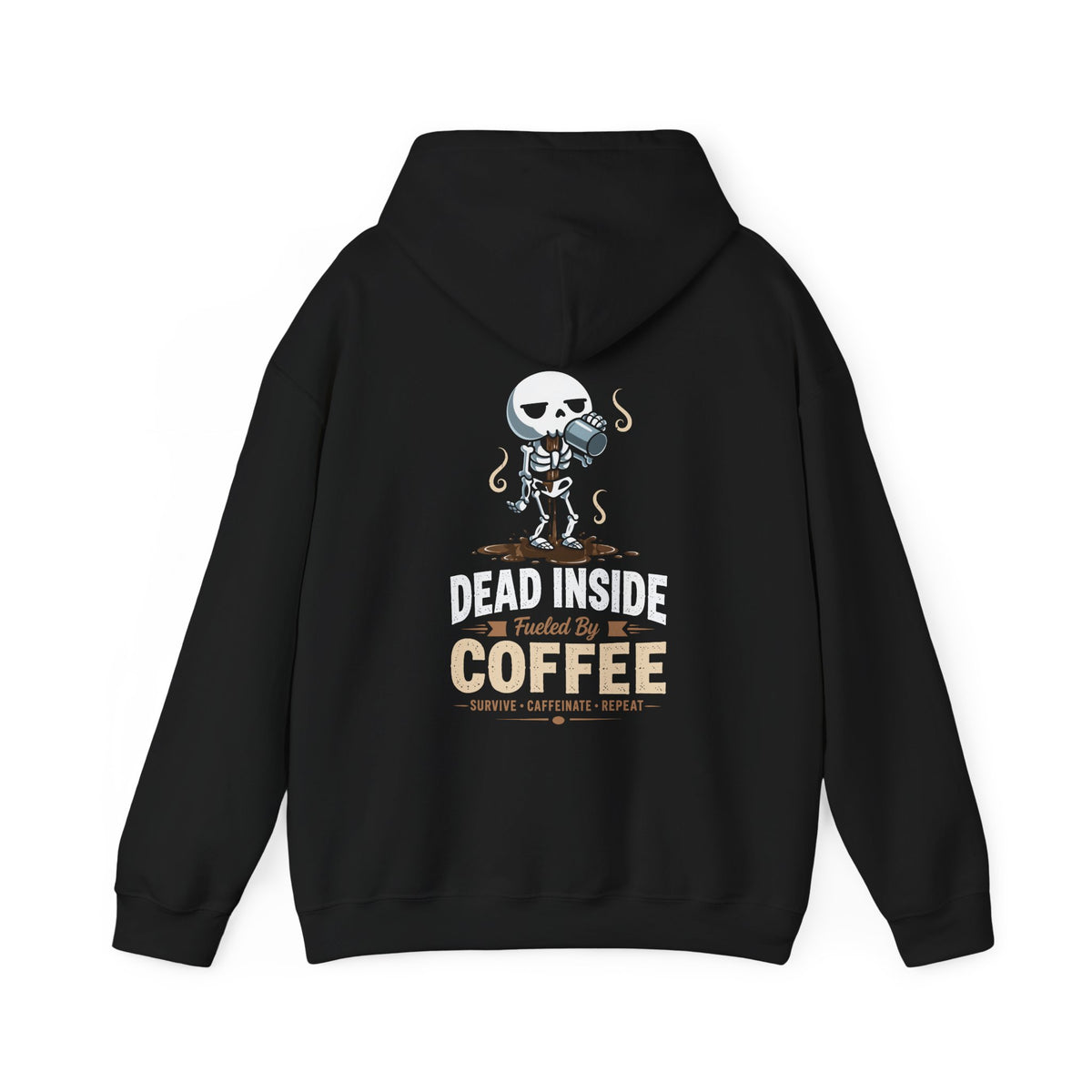 CLOTHRA Unisex Dead Inside Fueled By Coffee Skeleton Graphic Hoodie