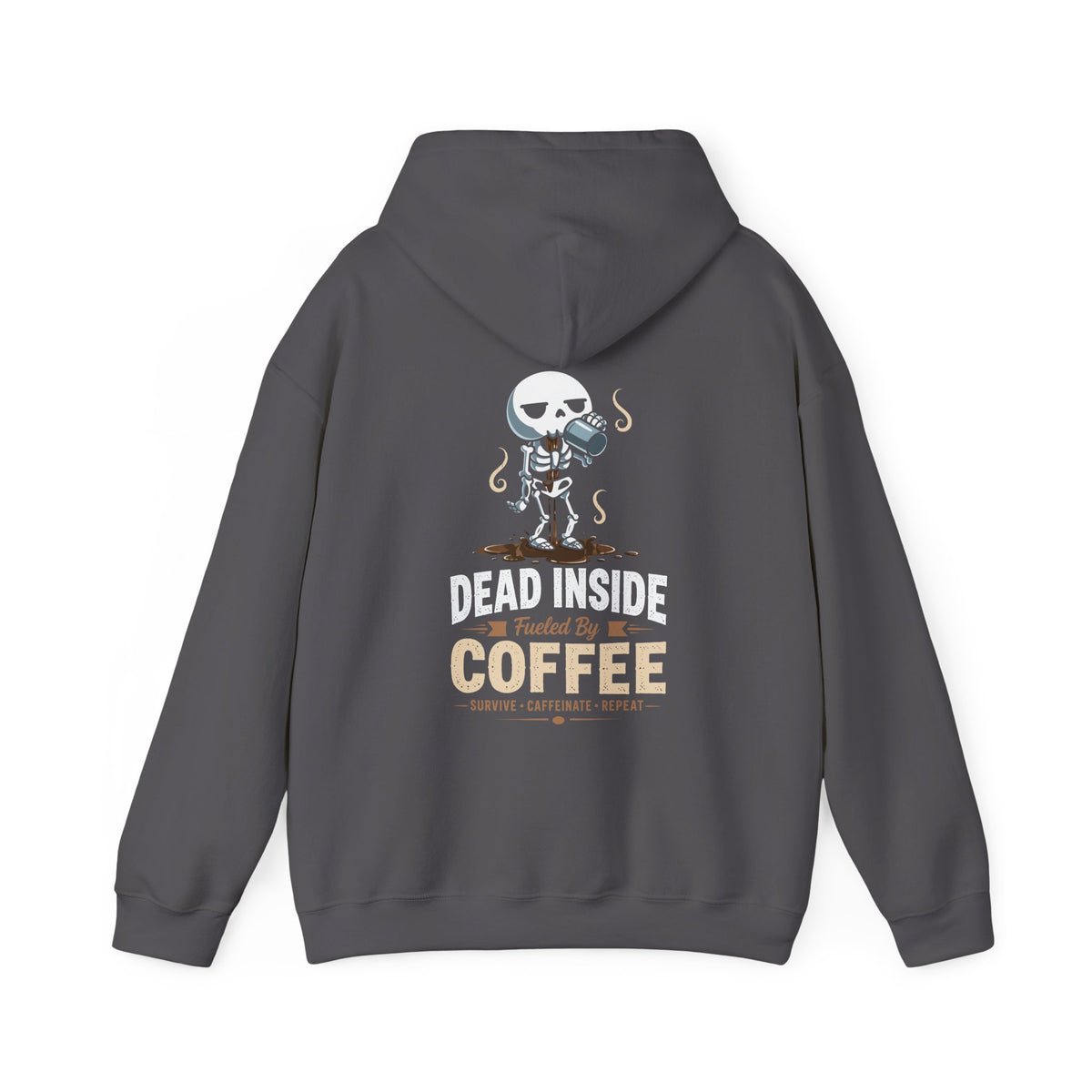 CLOTHRA Unisex Dead Inside Fueled By Coffee Skeleton Graphic Hoodie
