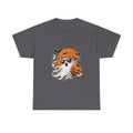 Black t-shirt with an X-ray design of lungs and the word 'scrubs' on a white background