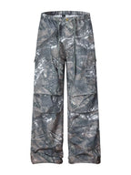 CLOTHRA men camouflage cargo pants showing a relaxed modern utility fit and high contrast military tactical print styling.