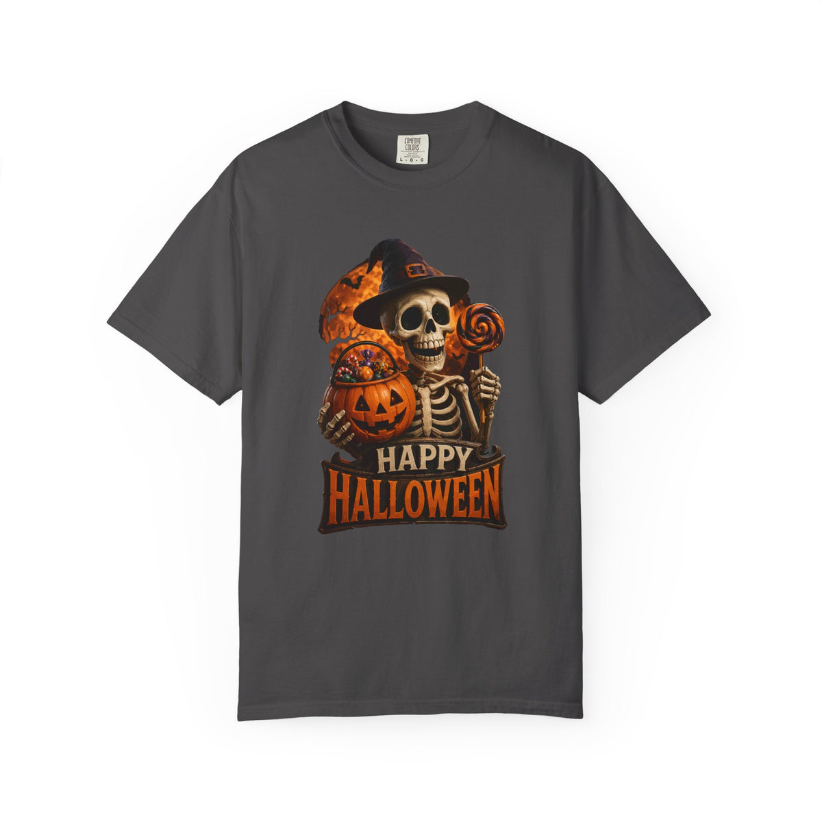 CLOTHRA Unisex Happy Halloween Skeleton Pumpkin Graphic Tee