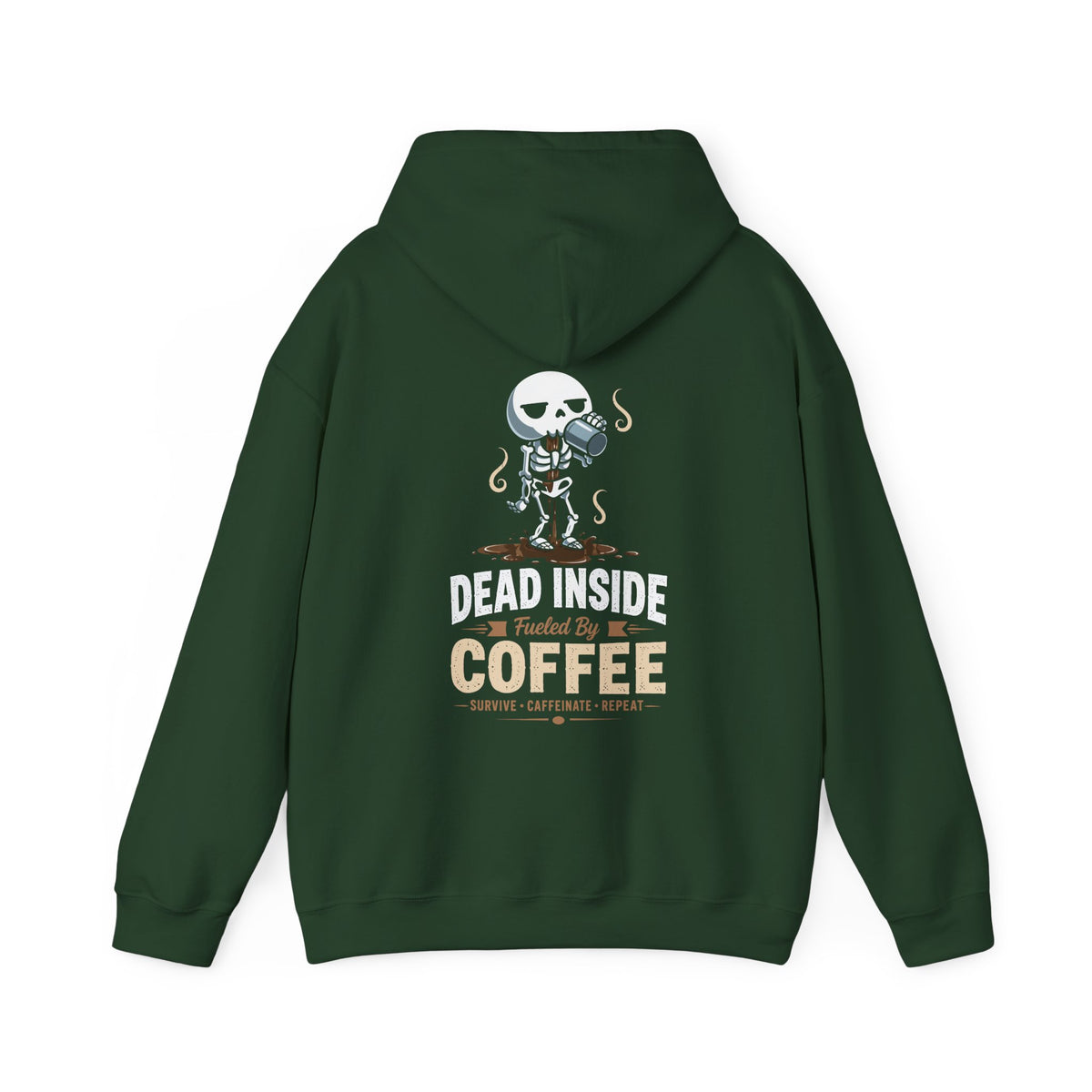 CLOTHRA Unisex Dead Inside Fueled By Coffee Skeleton Graphic Hoodie