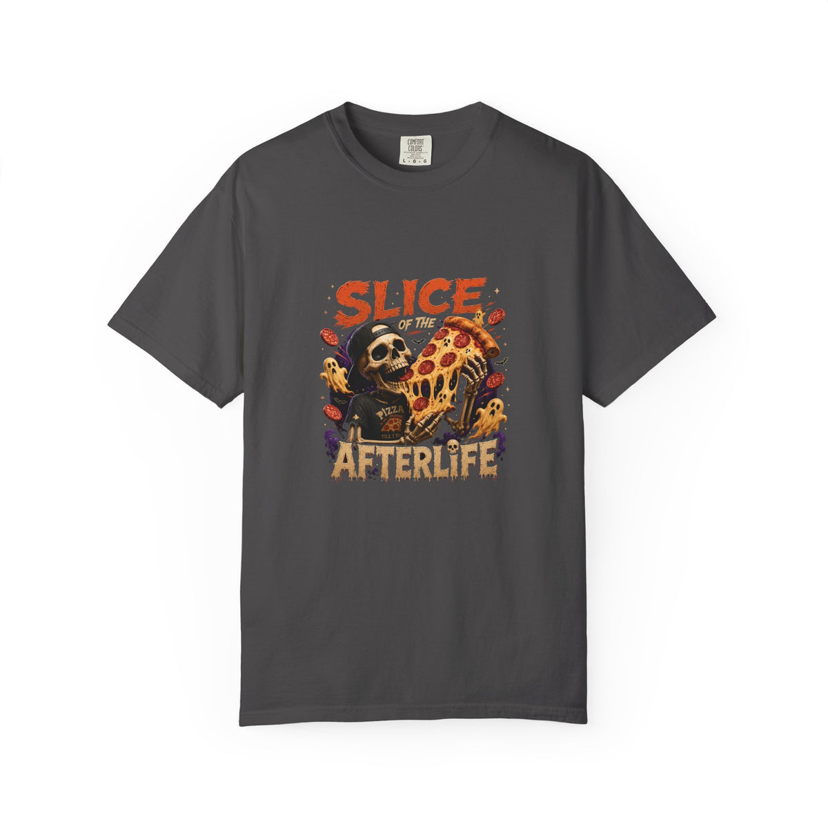 CLOTHRA Slice of the Afterlife Pizza Skeleton Graphic T-Shirt | Premium Heavyweight Tee
