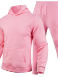 CLOTHRA men's plus size matching long sleeve pullover hoodie and relaxed pants two piece tracksuit sweatsuit set in a clean urban look. in a color Dusty Pink