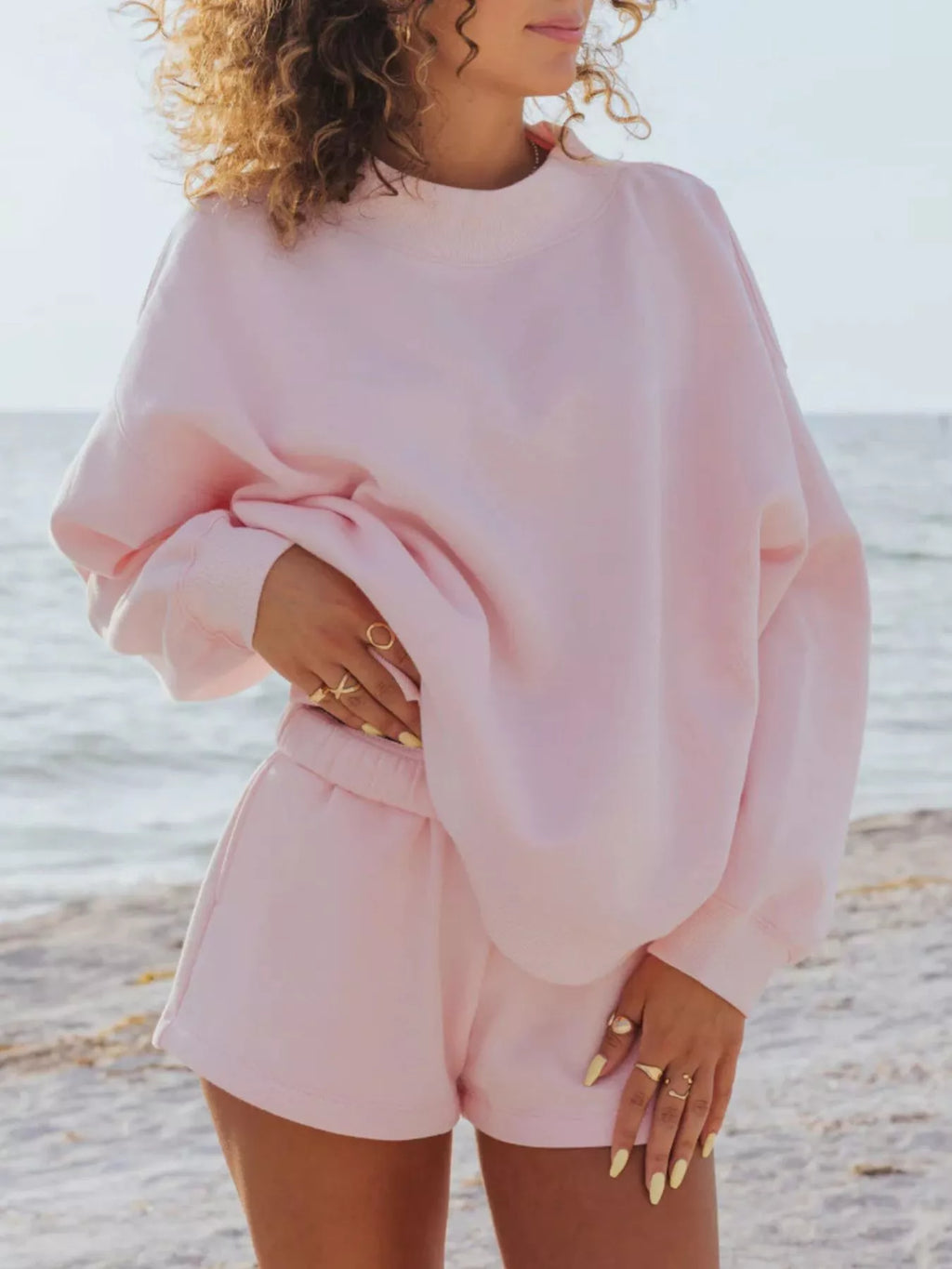 CLOTHRA women's relaxed sweatshirt and shorts set