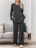 CLOTHRA women's round-neck long-sleeve top and pants set