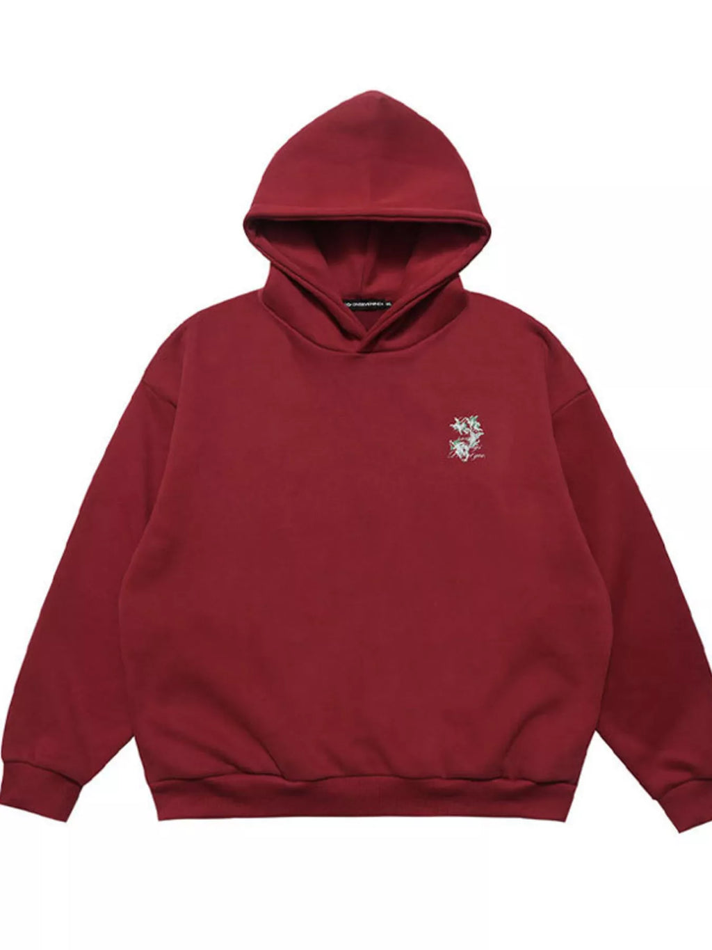 Close up of the double lined cozy hood and premium soft stretch cotton fabric texture on CLOTHRA hoodie.