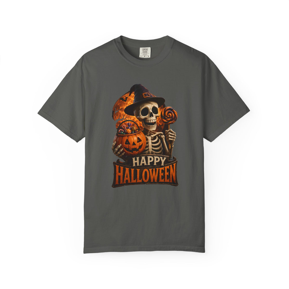 CLOTHRA Unisex Happy Halloween Skeleton Pumpkin Graphic Tee