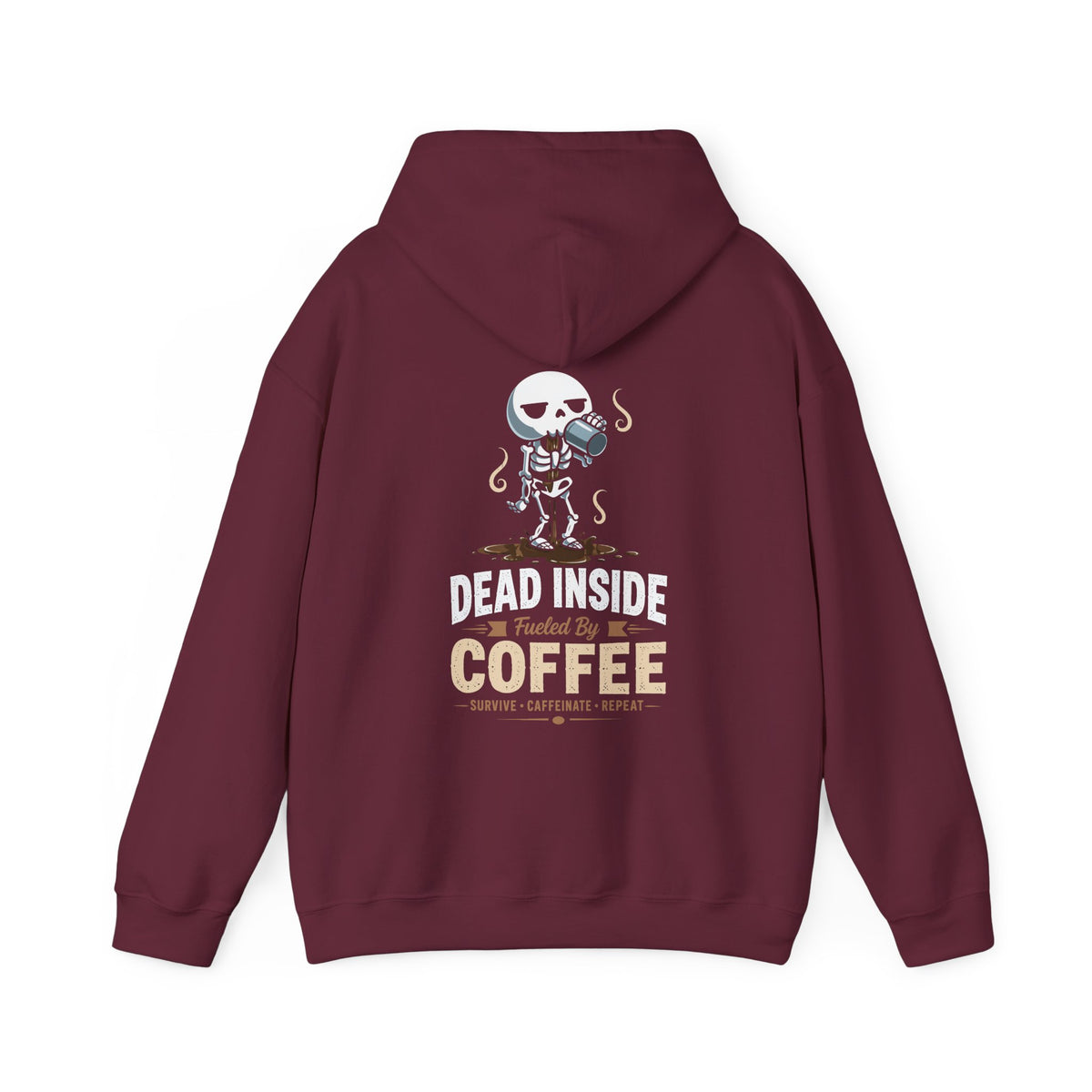 CLOTHRA Unisex Dead Inside Fueled By Coffee Skeleton Graphic Hoodie