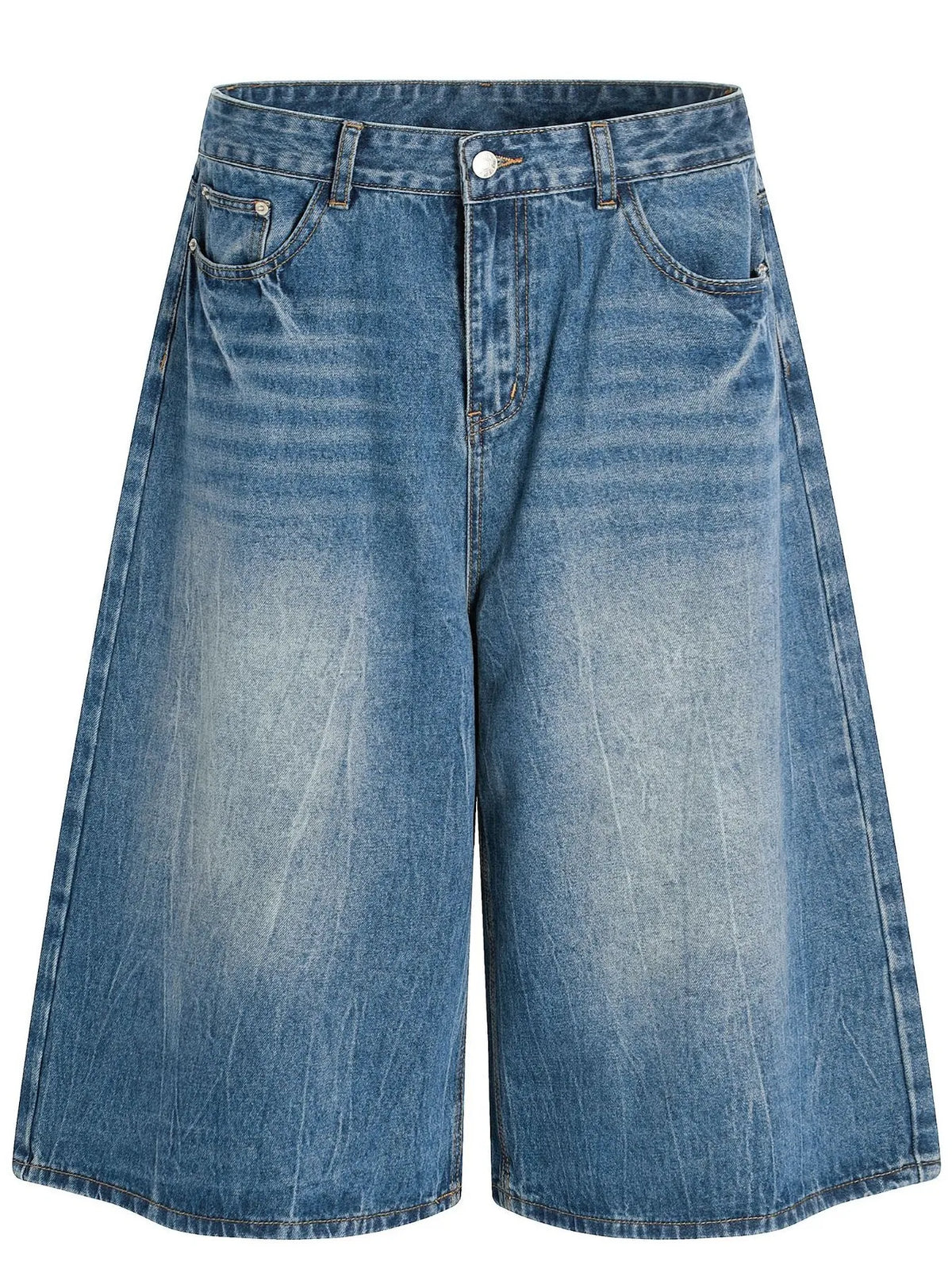 CLOTHRA men's wide-leg oversized washed denim shorts