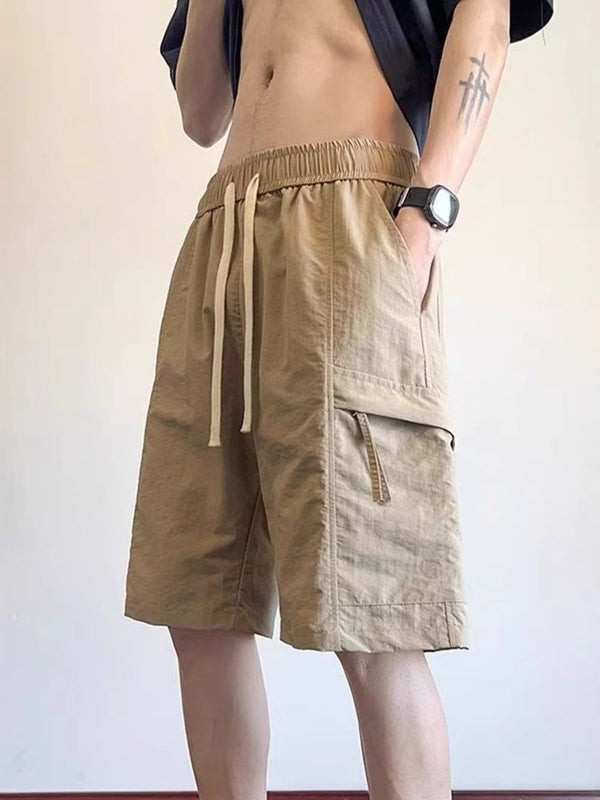 CLOTHRA men plus size lightweight breathable cargo shorts showing a comfortable relaxed fit streetwear style. in a color Khaki