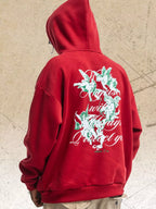 CLOTHRA men graphic back long sleeve hoodie showing the bold premium urban print design across the shoulders.