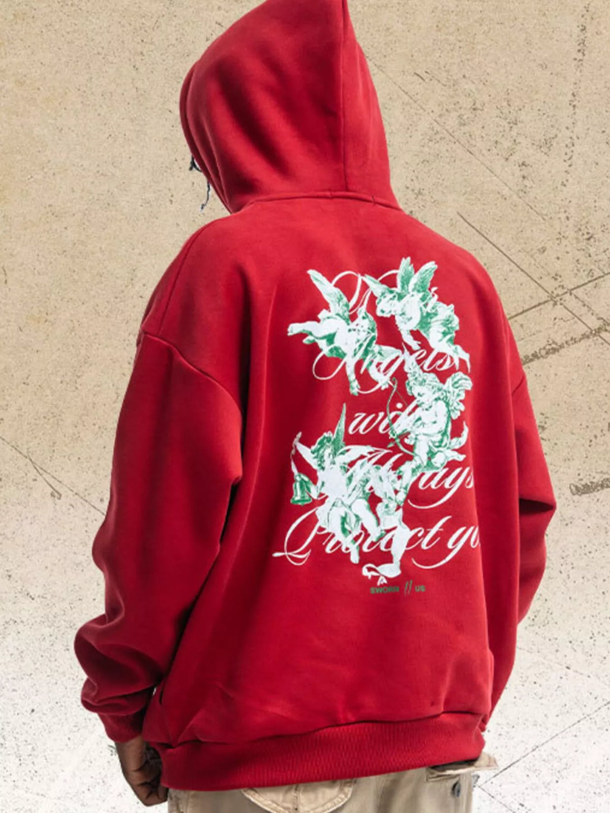 CLOTHRA men graphic back long sleeve hoodie showing the bold premium urban print design across the shoulders.