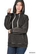 CLOTHRA Zenana pullover streetwear hoodie featuring a custom vintage acid wash faded finish and front kangaroo pocket in a clean urban look.