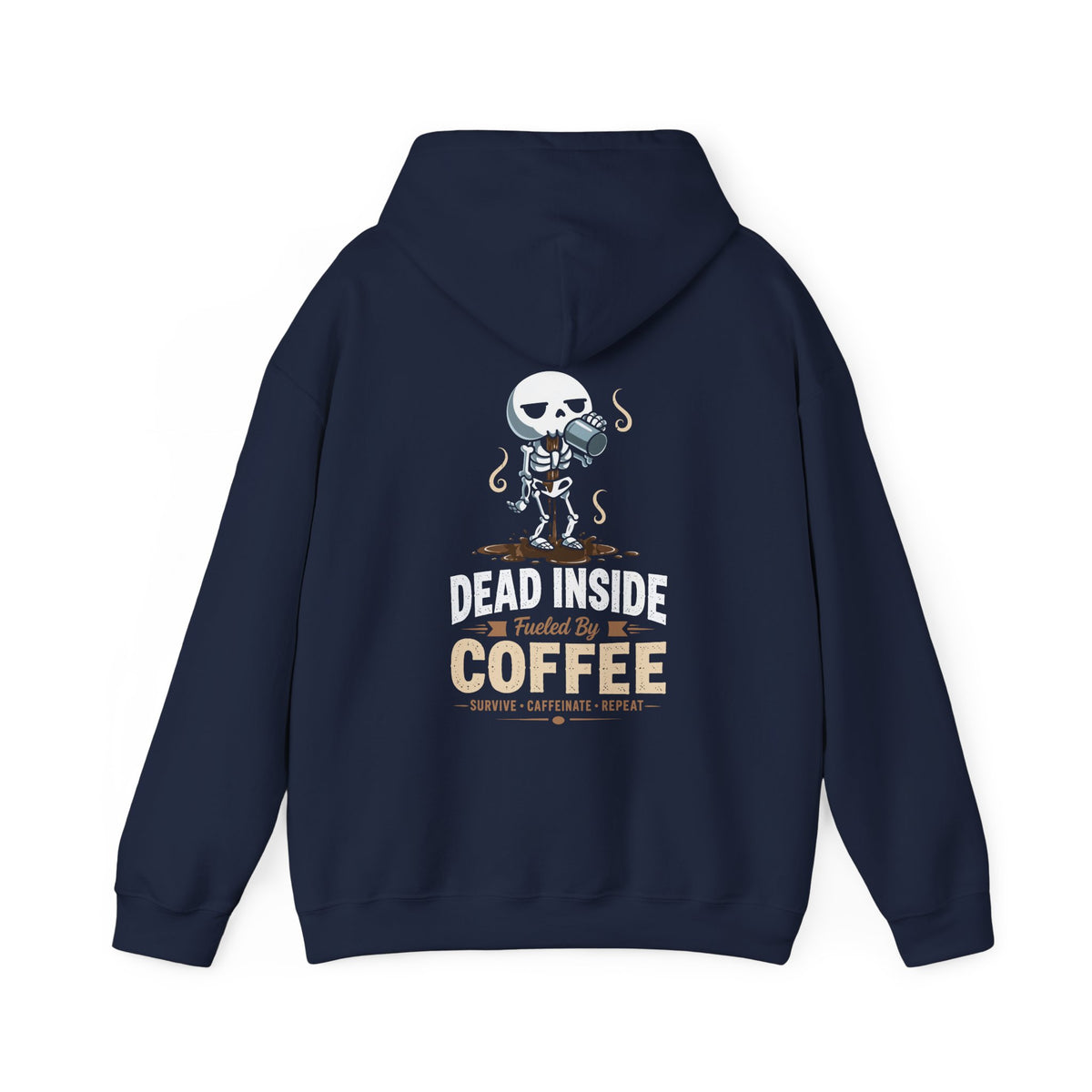 CLOTHRA Unisex Dead Inside Fueled By Coffee Skeleton Graphic Hoodie