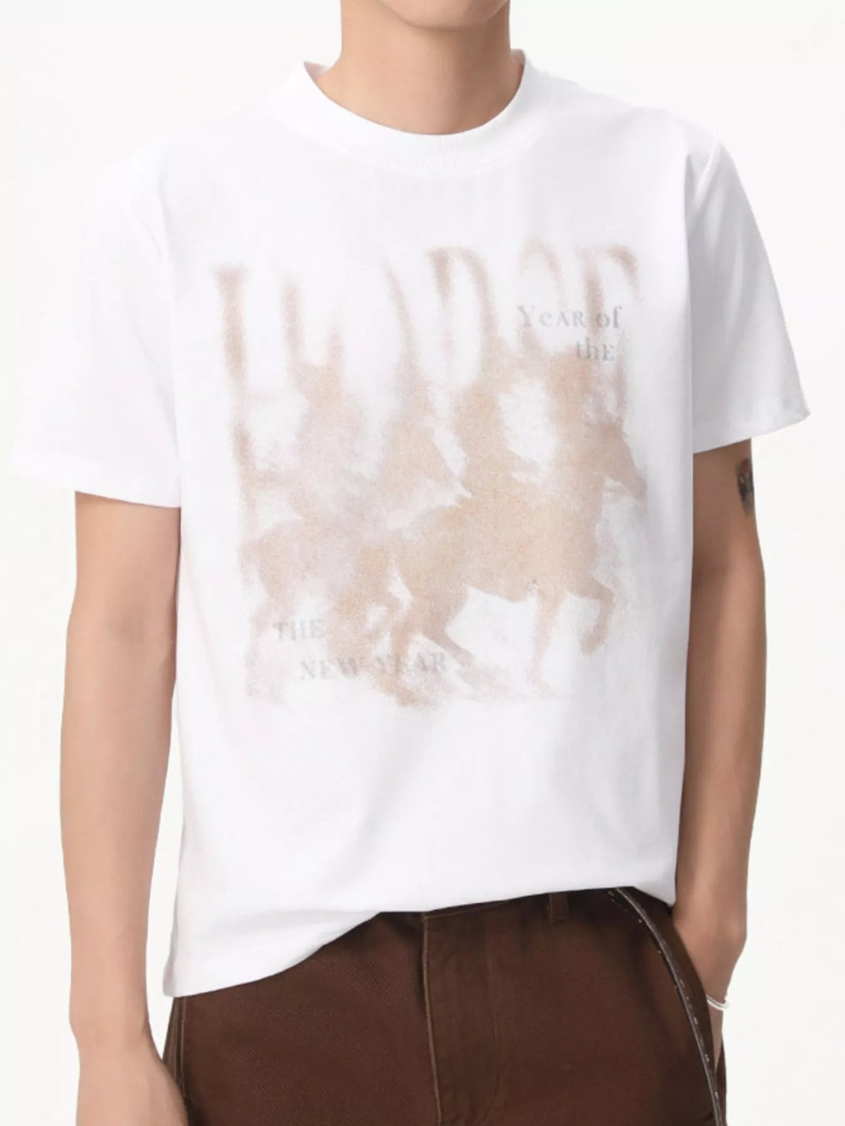 CLOTHRA men vintage graphic short sleeve premium tee showing a relaxed modern casual fit and high definition retro print styling. in a color White