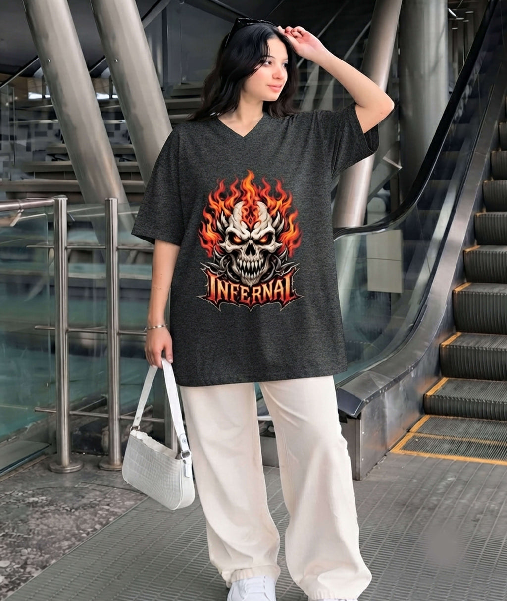 CLOTHRA Infernal Flame Skull Graphic Unisex T-Shirt