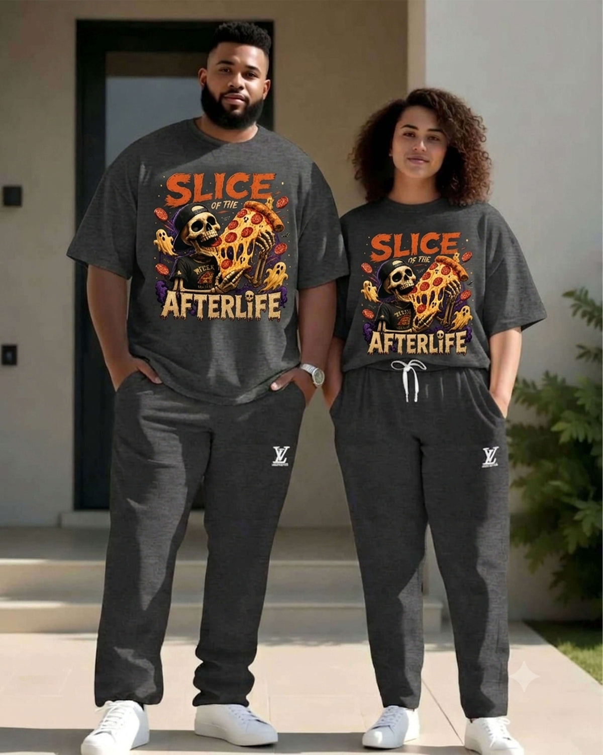 CLOTHRA Slice of the Afterlife Pizza Skeleton Graphic T-Shirt | Premium Heavyweight Tee