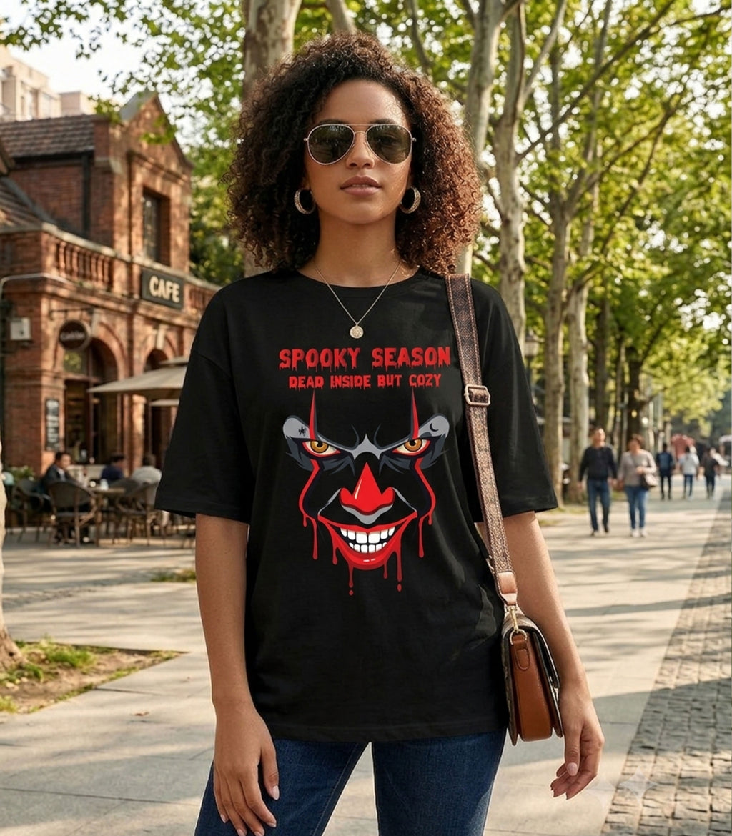 CLOTHRA Dead Inside, But Cozy Spooky Season Clown Graphic Unisex T-Shirt
