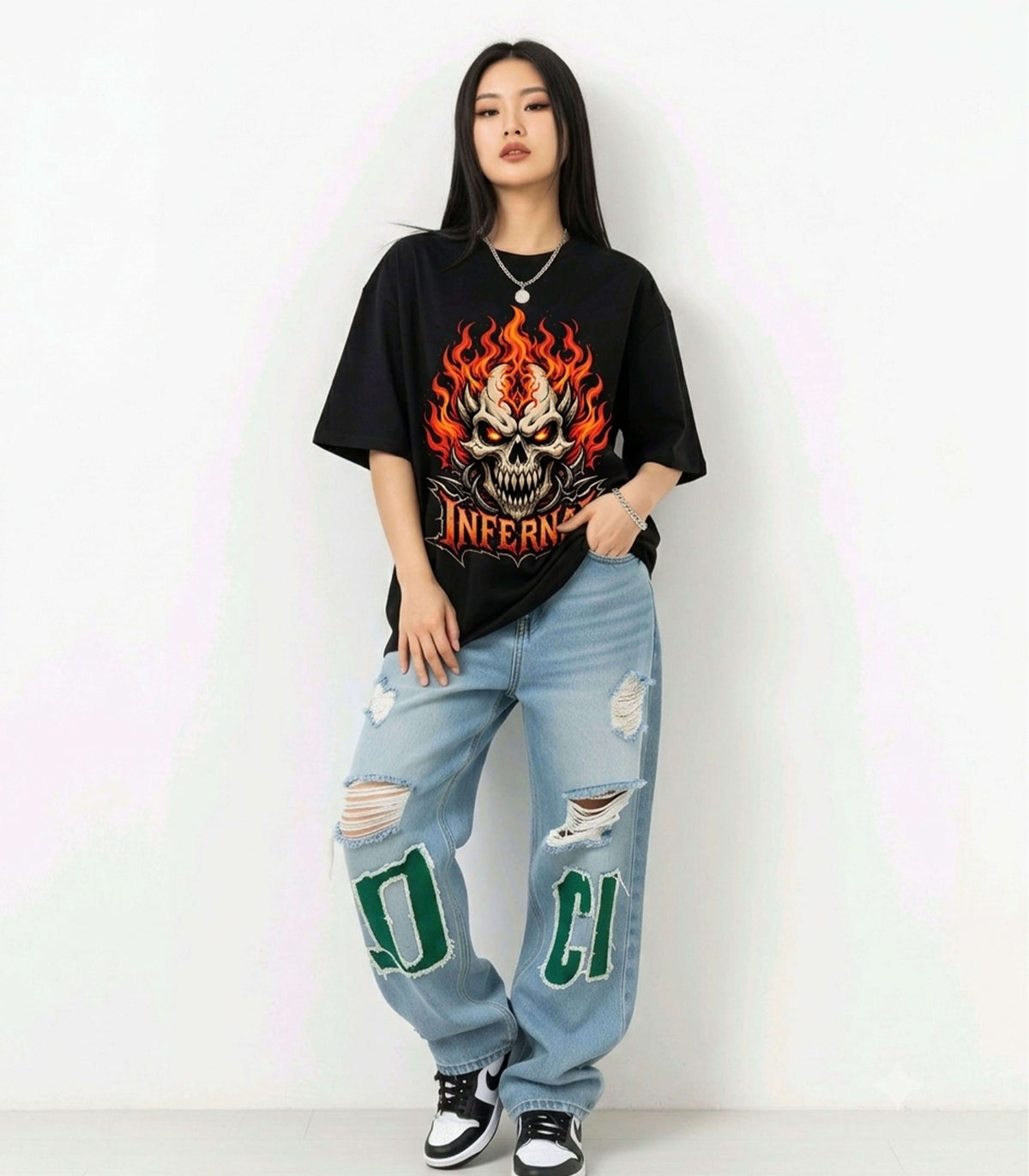 CLOTHRA Infernal Flame Skull Graphic Unisex T-Shirt