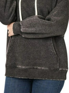 Close up shot of the cloud soft brushed fleece interior lining and secure double stitch cuff borders on CLOTHRA matching hoodie.