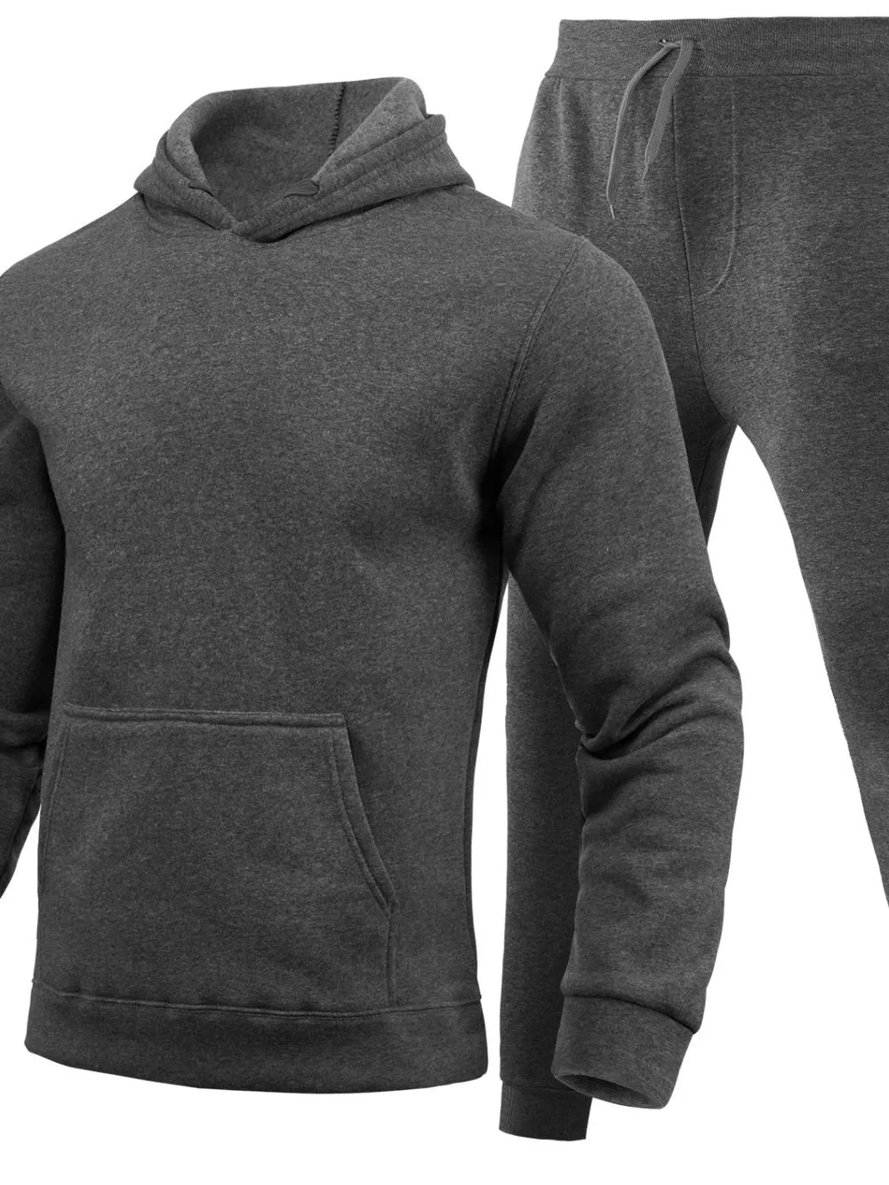 CLOTHRA men's plus size matching long sleeve pullover hoodie and relaxed pants two piece tracksuit sweatsuit set in a clean urban look. in a color Dark Grey